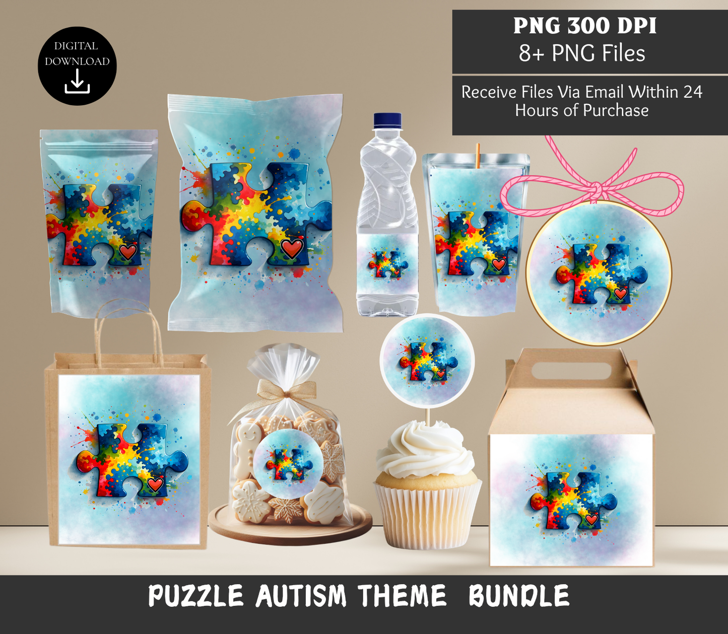Blue Splash Puzzle Piece Party Bundle