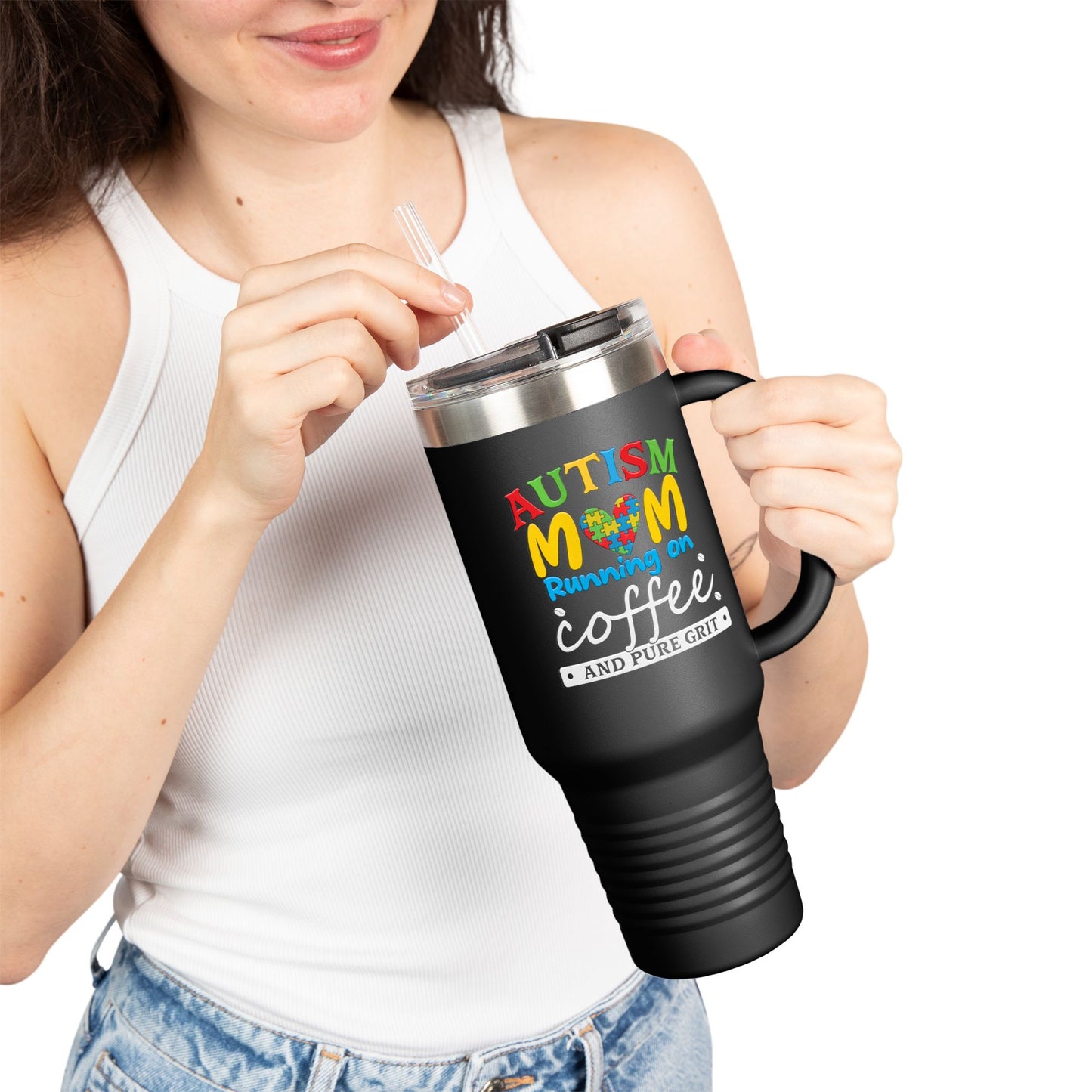 Autism Mom Insulated Travel Mug, 40oz - Perfect for Coffee Lovers, Gift for Moms, Personalized Tumbler for Travel, Mothers Day