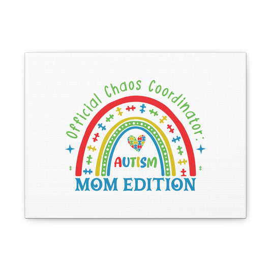 Autism Awareness Canvas Art, Mom Edition Wall Decor, Gift for Moms, Colorful Rainbow Print, Family Celebration, Home Decor