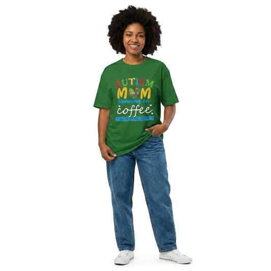 Autism Mom - Runs On Coffee Tee, Autism Awareness Shirt, Support Shirt, Special Needs Mom, Autism Tee