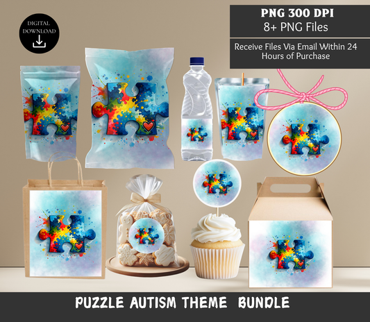 Blue Splash Puzzle Piece Party Bundle
